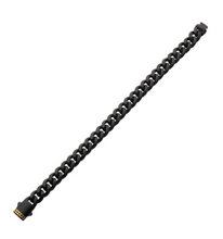 Load image into Gallery viewer, 10mm Black IP Steel Matte Finish Miami Cuban Chain Bracelet with 1.6mm Genuine Black Sapphire Gem