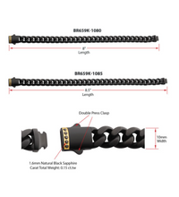 Load image into Gallery viewer, 10mm Black IP Steel Matte Finish Miami Cuban Chain Bracelet with 1.6mm Genuine Black Sapphire Gem