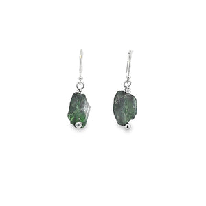 Raw Chrome Diopside Drop Earrings