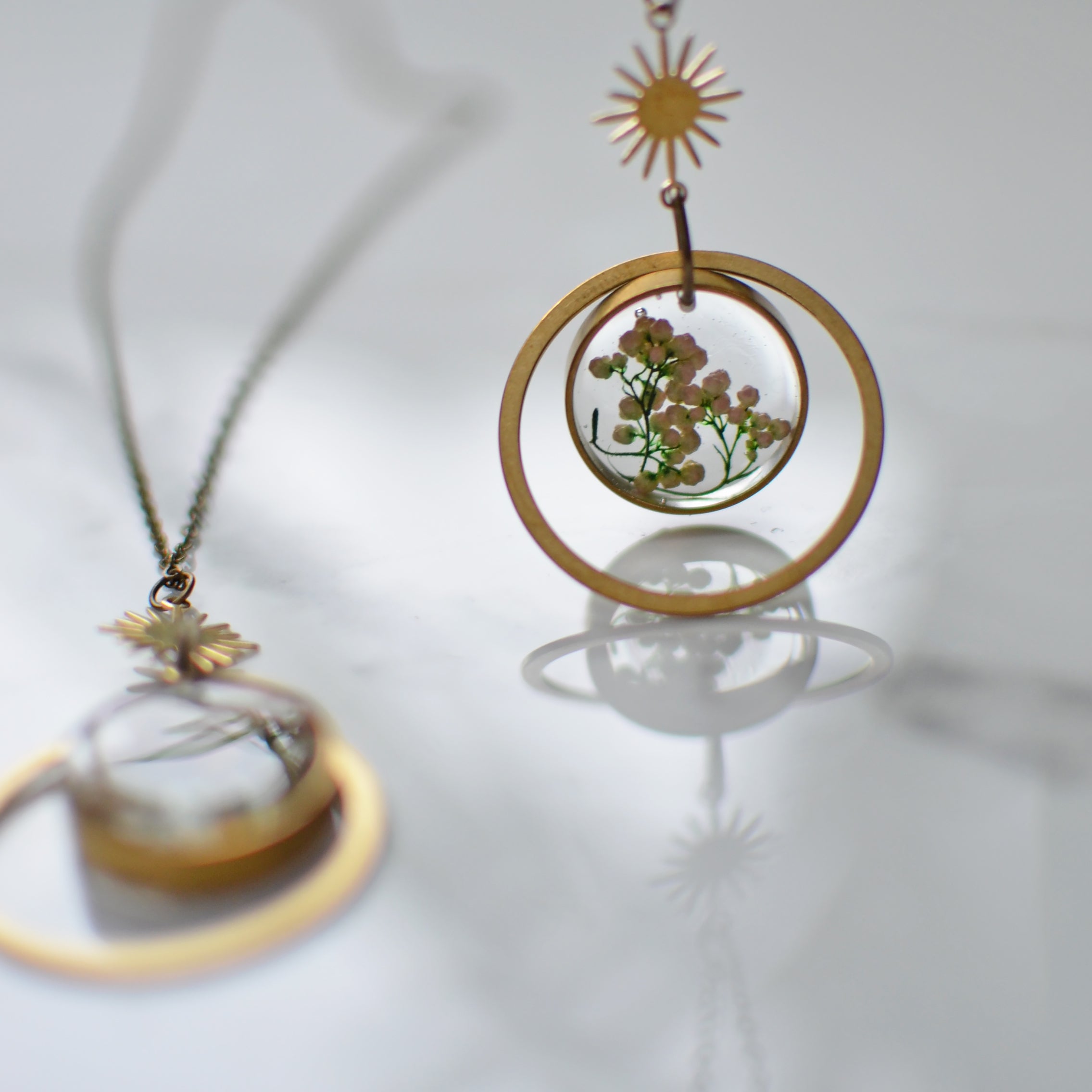 Riceflower Circle Brass Necklace