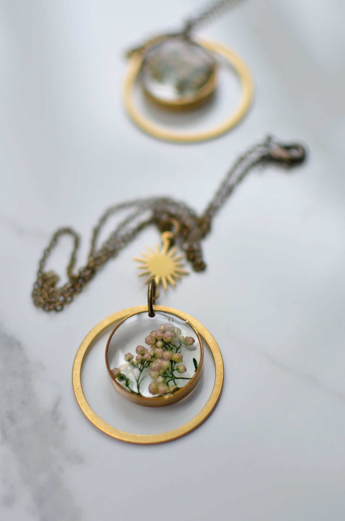 Riceflower Circle Brass Necklace