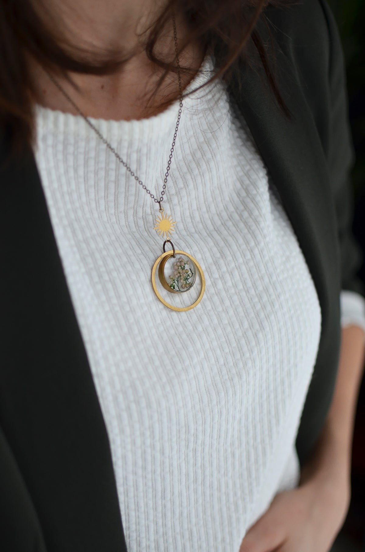 Riceflower Circle Brass Necklace