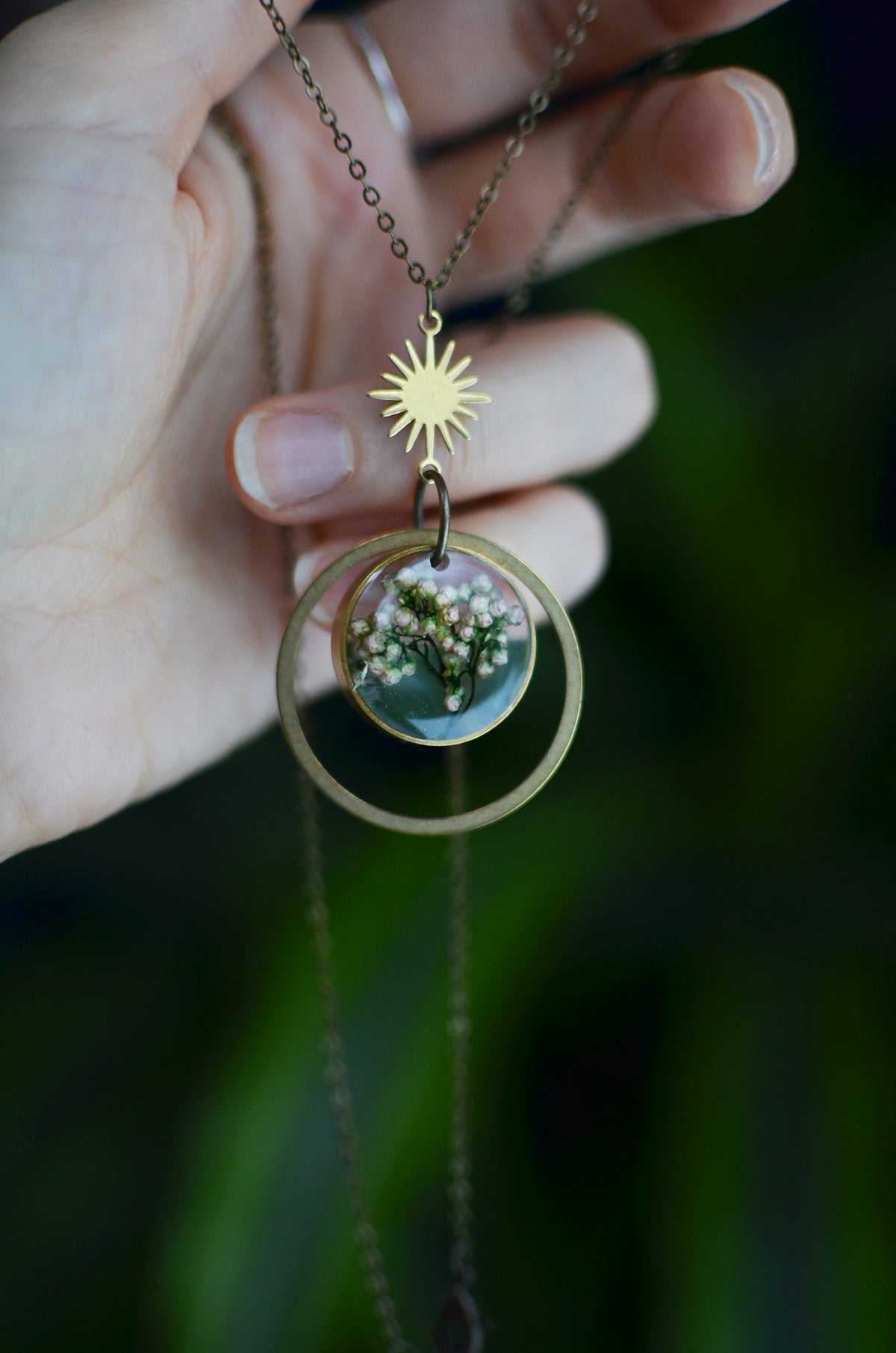 Riceflower Circle Brass Necklace