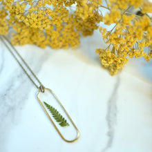 Load image into Gallery viewer, Single Fern Leaf Brass Pendant Necklace