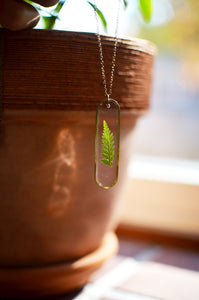 Single Fern Leaf Brass Pendant Necklace