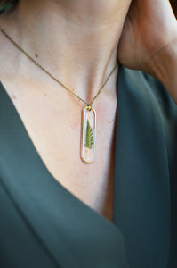 Single Fern Leaf Brass Pendant Necklace