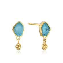 Load image into Gallery viewer, Turquoise Drop Gold Stud Earrings