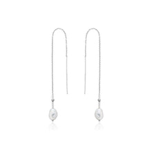 Load image into Gallery viewer, Silver Pearl Threader Earrings