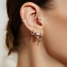 Load image into Gallery viewer, Silver Flat Small Huggie Hoop Earrings