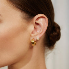 Load image into Gallery viewer, Gold Flat Medium Hoop Earrings