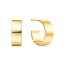 Load image into Gallery viewer, Gold Flat Medium Hoop Earrings