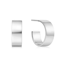 Load image into Gallery viewer, Silver Flat Medium Hoop Earrings