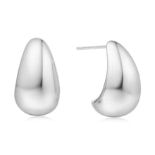 Load image into Gallery viewer, Silver Bold Dome Hoop Earrings
