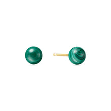 Load image into Gallery viewer, Gold Malachite Sphere Stud Earring