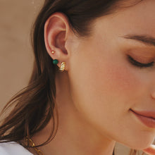 Load image into Gallery viewer, Gold Malachite Sphere Stud Earring
