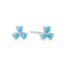Load image into Gallery viewer, Silver Lab Created Turquoise Lotus Stud Earrings