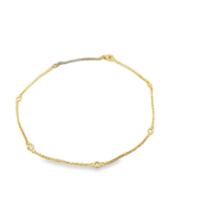 14K Yellow Gold and Diamond Station Anklet