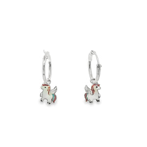 Unicorn Kids Hoop Earrings Silver