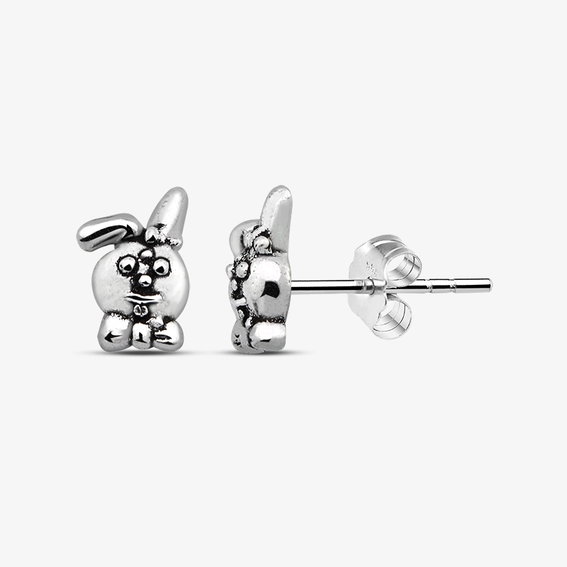 Oxidized Silver Rabbit Earrings