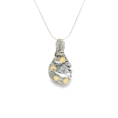 Gold and Sterling Silver Wire Necklace with CZ