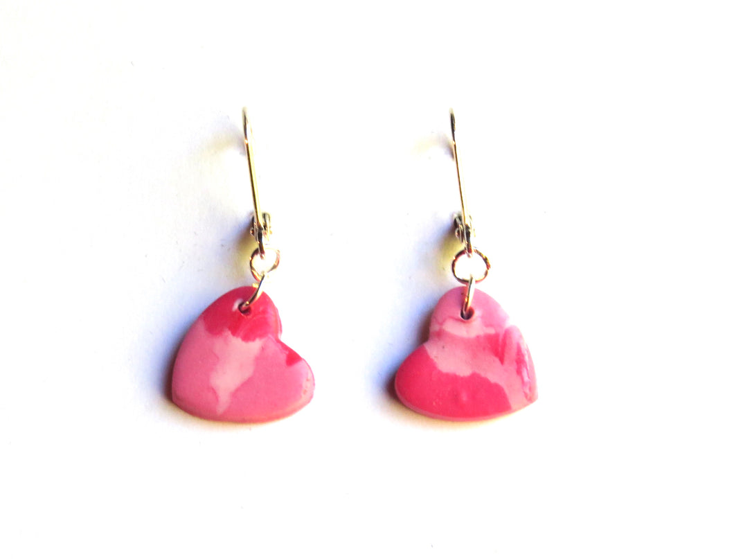 Pink Hearts Polymer Earrings