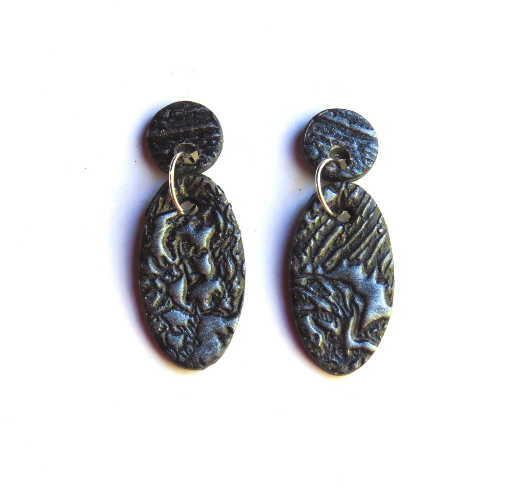 Textured Darkness Polymer Earrings