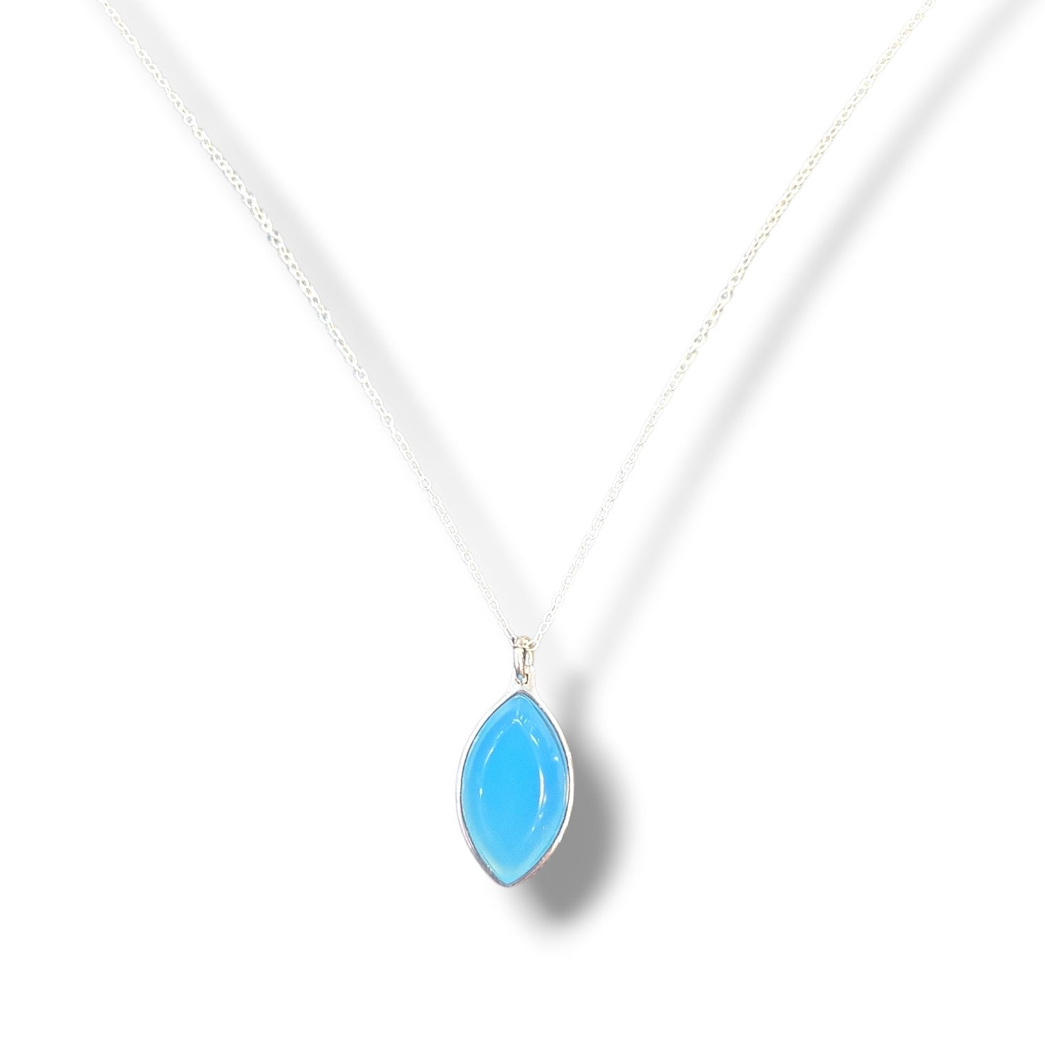 Oval Blue Chalcedony Sterling Necklace