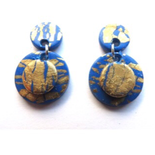 Blue and Gold Polymer Earrings