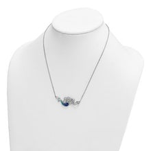 Load image into Gallery viewer, Sterling Silver Rhodium-Plated Blue and White Crystal Mermaid Necklace