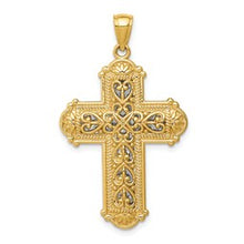 Load image into Gallery viewer, 14K Two Tone Reversible Filigree Cross Necklace