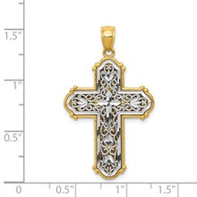 Load image into Gallery viewer, 14K Two Tone Reversible Filigree Cross Necklace