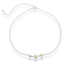 Load image into Gallery viewer, Sterling Silver Three Station Freshwater Pearls Choker
