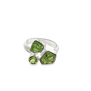 Sterling rough peridot ring, size 8