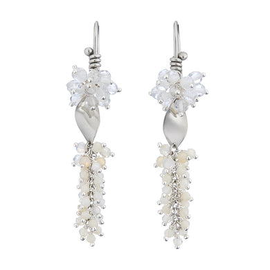 Damia Dangle Earrings - Sterling Silver, Australian Opal and Quartz