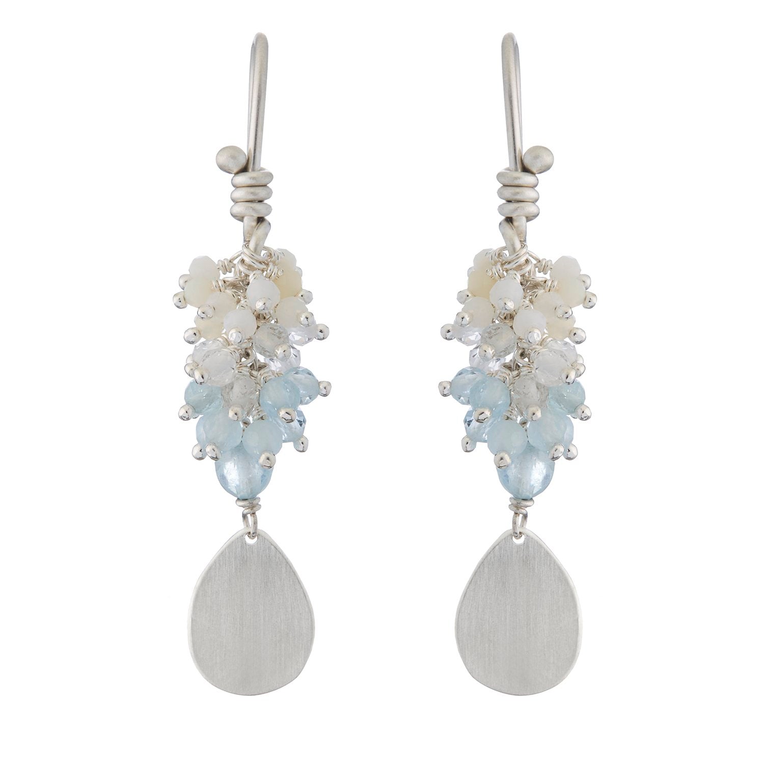 Evadne Drop Earrings - Sterling Silver Aquamarine Quartz Australian Opal