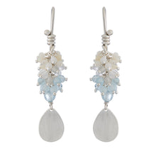 Load image into Gallery viewer, Evadne Drop Earrings - Sterling Silver Aquamarine Quartz Australian Opal