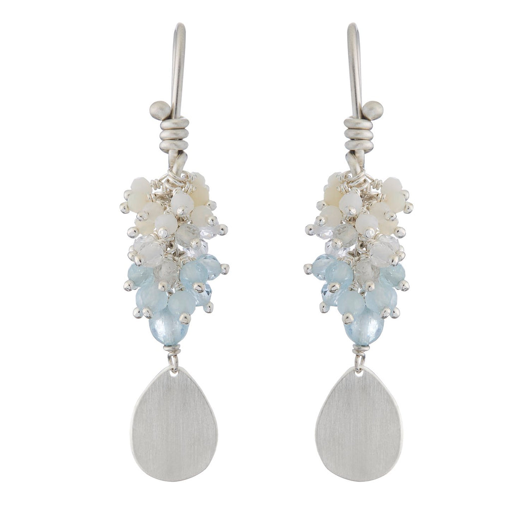 Evadne Drop Earrings - Sterling Silver Aquamarine Quartz Australian Opal