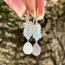 Load image into Gallery viewer, Evadne Drop Earrings - Sterling Silver Aquamarine Quartz Australian Opal