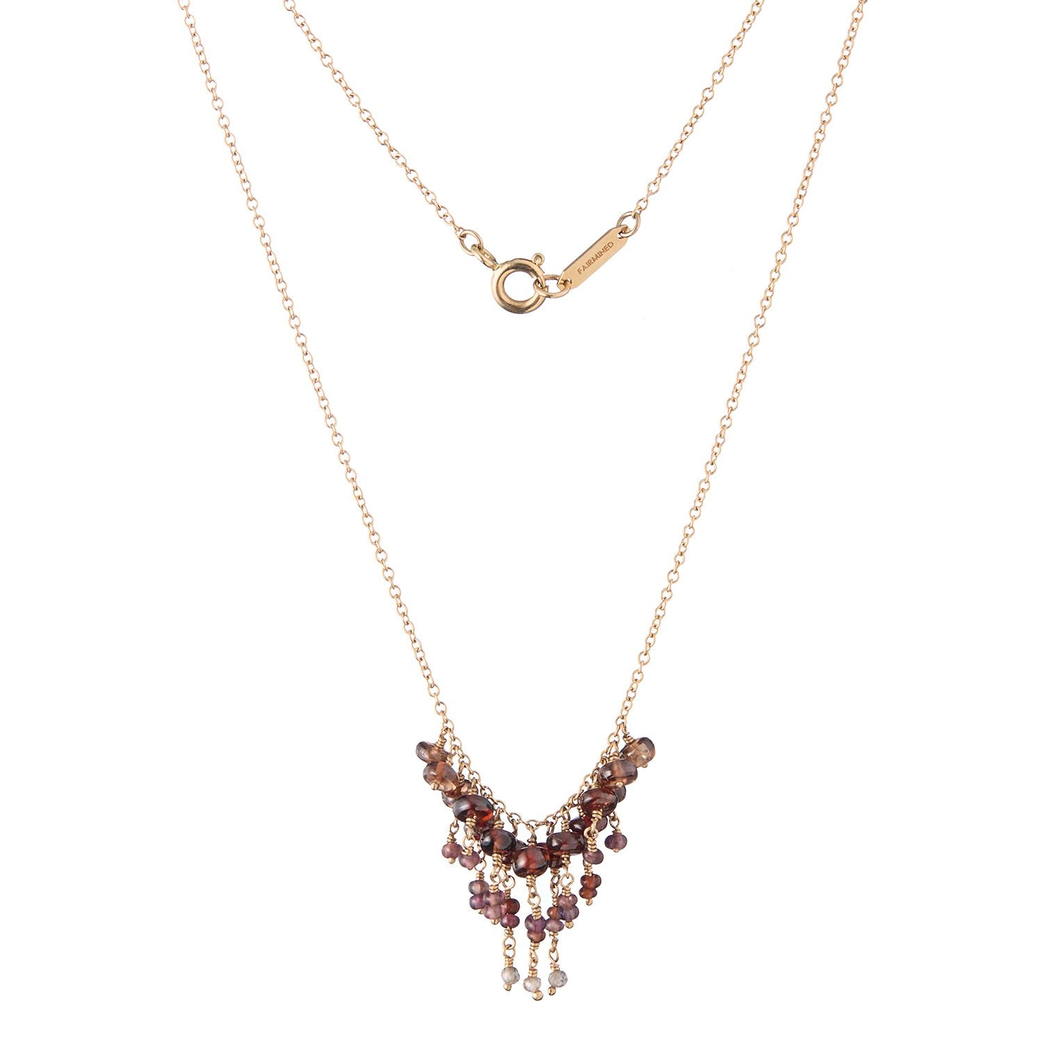 14K Fairmined Gold, Red Zircon and Songea Sapphire Alyona Necklace