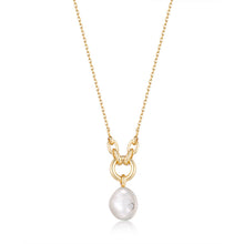 Load image into Gallery viewer, Gold Pearl Sparkle Pendant Necklace