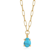 Load image into Gallery viewer, Gold Turquoise Chunky Chain Drop Pendant Necklace