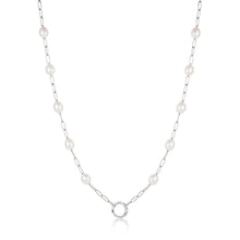 Load image into Gallery viewer, Silver Pearl Chain Charm Connector Necklace