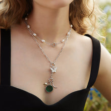 Load image into Gallery viewer, Silver Pearl Chain Charm Connector Necklace