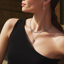 Load image into Gallery viewer, Silver Oval Hoop Pendant Necklace