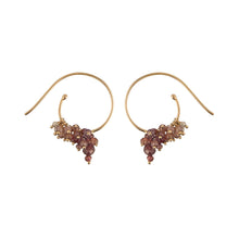 Load image into Gallery viewer, 14K Fairmined Gold, Red Spinel, Songea Sapphire, Pyrope Garnet, Champagne Zircon Orabella Hoop Earrings