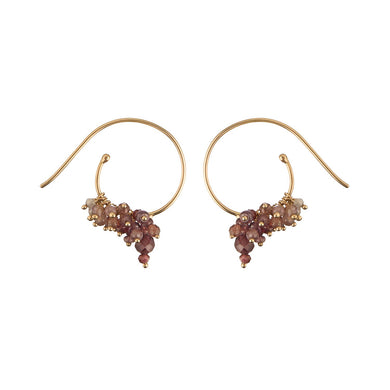 14K Fairmined Gold, Red Spinel, Songea Sapphire, Pyrope Garnet, Champagne Zircon Orabella Hoop Earrings