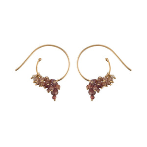 14K Fairmined Gold, Red Spinel, Songea Sapphire, Pyrope Garnet, Champagne Zircon Orabella Hoop Earrings