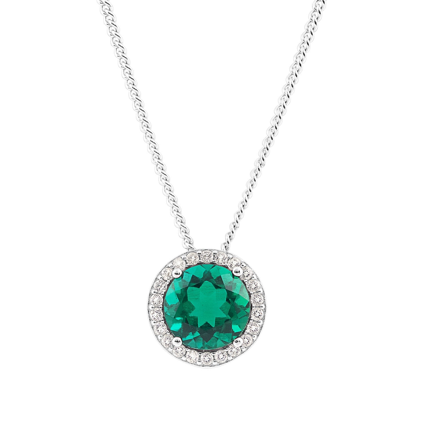Sterling Topaz and Created Emerald Necklace