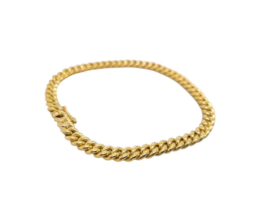 Estate 18K Yellow Gold Solid Curb Chain Bracelet
