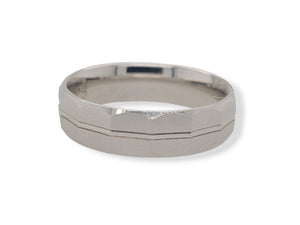 Sterling Silver Diamond Cut Pattern Wedding Band Ring